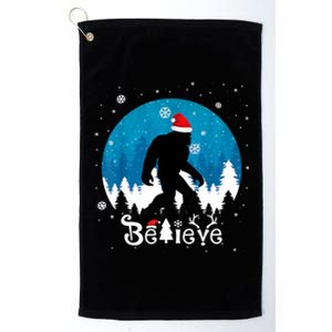 Funny Christmas Xmas Bigfoot Believe Sasquatch In Moon Light Platinum Collection Golf Towel