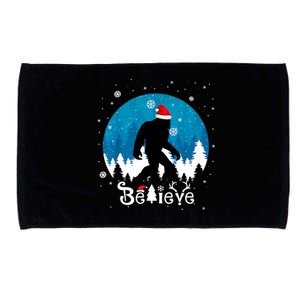 Funny Christmas Xmas Bigfoot Believe Sasquatch In Moon Light Microfiber Hand Towel