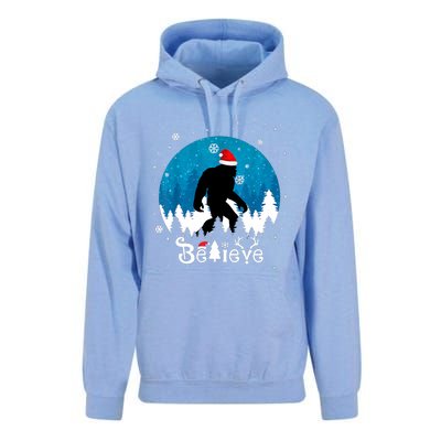 Funny Christmas Xmas Bigfoot Believe Sasquatch In Moon Light Unisex Surf Hoodie