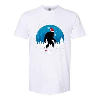 Funny Christmas Xmas Bigfoot Believe Sasquatch In Moon Light Softstyle CVC T-Shirt