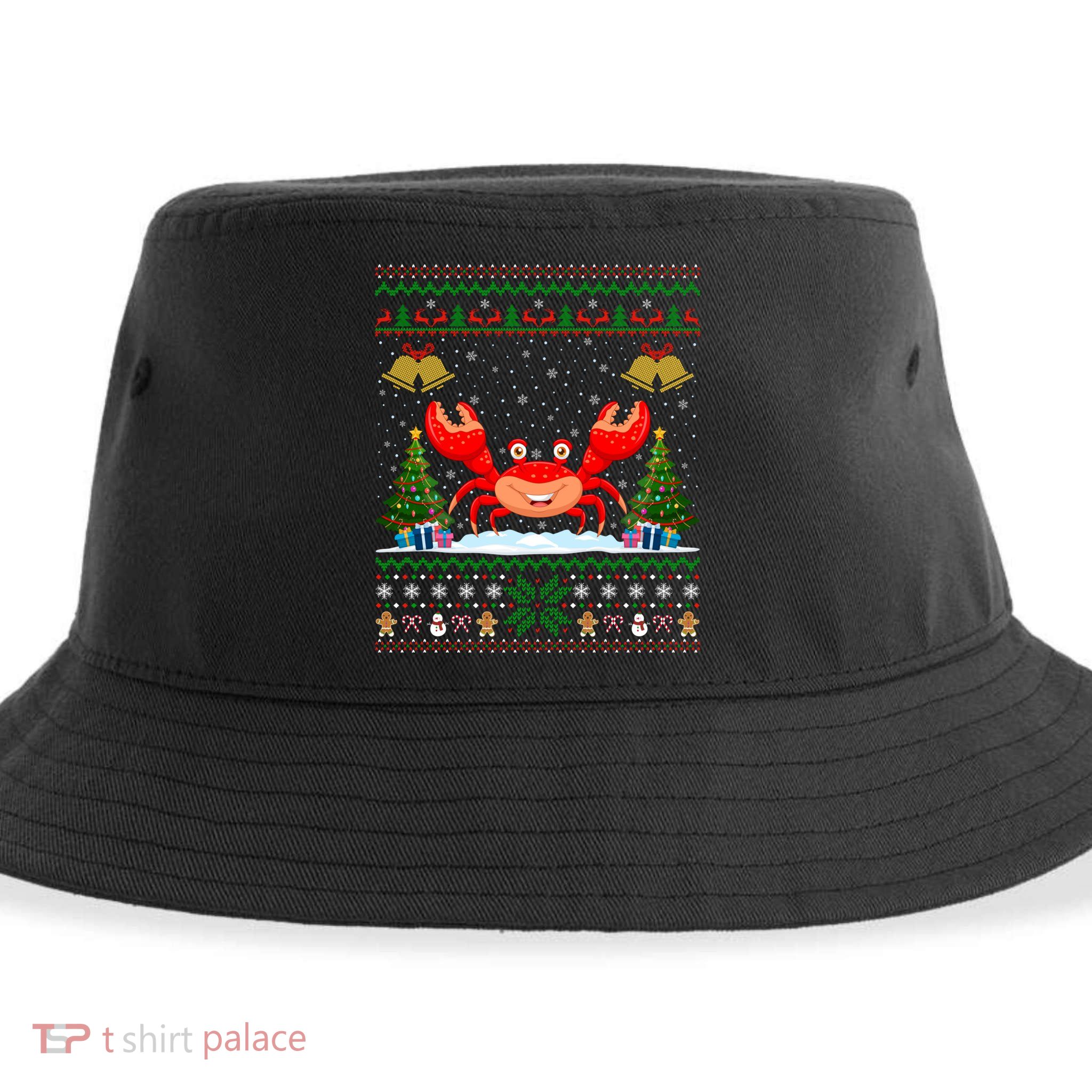 Funny Crabs Xmas Gift Santa Hat Ugly Crab Christmas Cool Gift Sustainable Bucket Hat