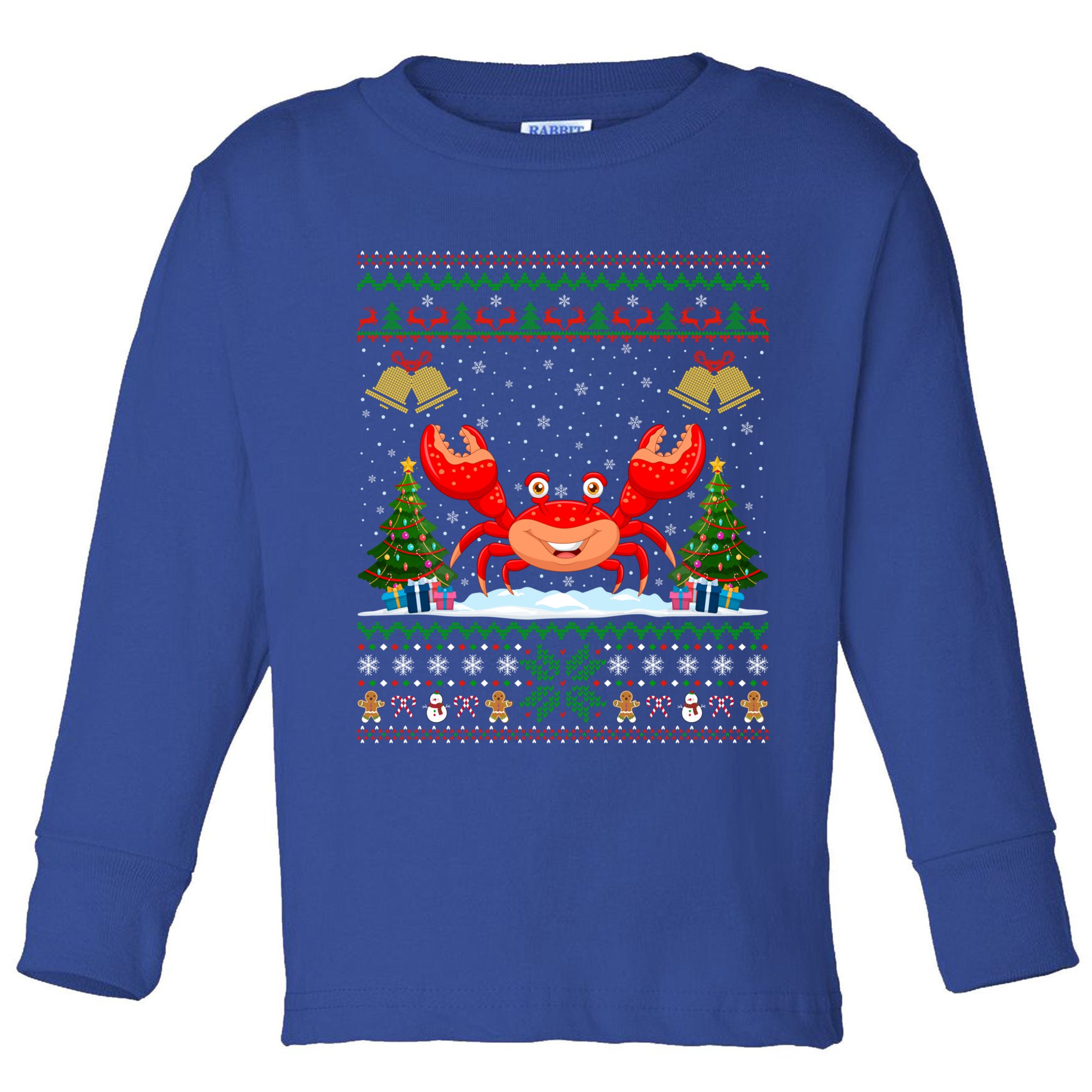 Funny Crabs Xmas Gift Santa Hat Ugly Crab Christmas Cool Gift Toddler Long Sleeve Shirt