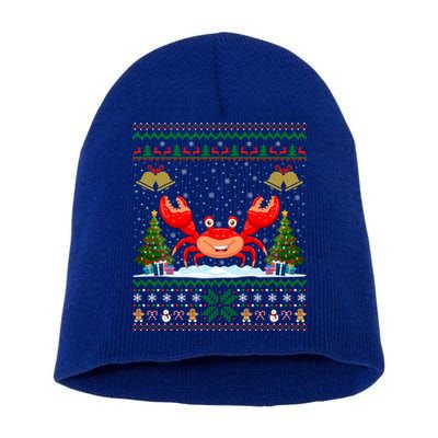 Funny Crabs Xmas Gift Santa Hat Ugly Crab Christmas Cool Gift Short Acrylic Beanie