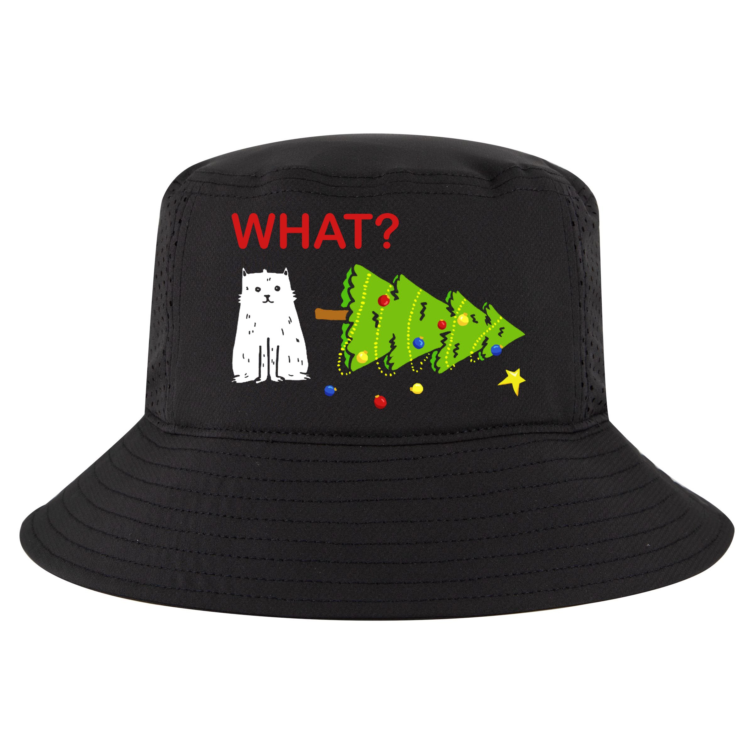 Funny Christmas XMas Cat What? Cool Comfort Performance Bucket Hat