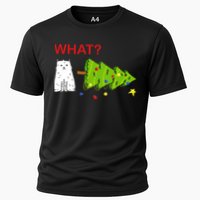 Funny Christmas XMas Cat What? Cooling Performance Crew T-Shirt