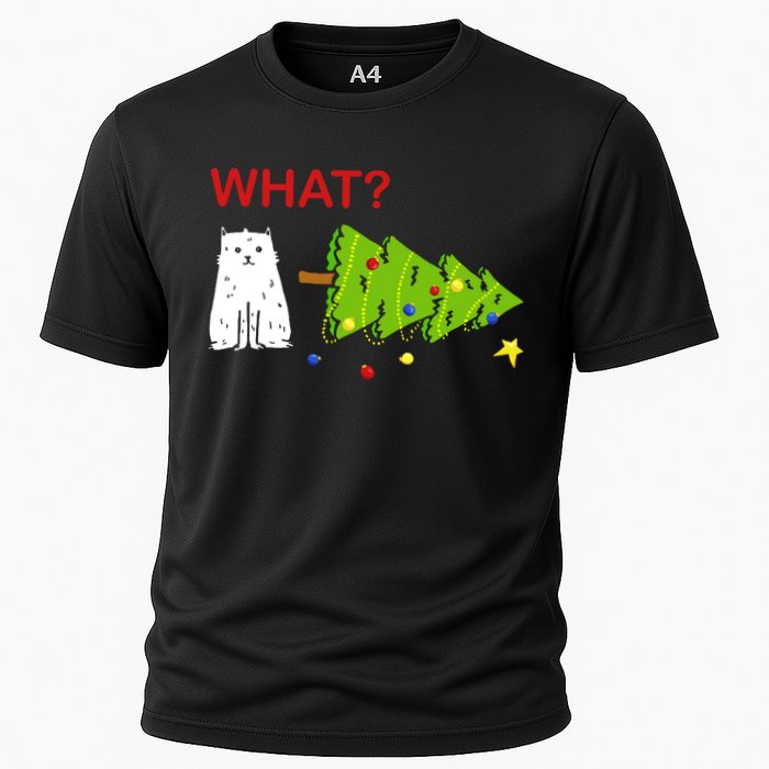 Funny Christmas XMas Cat What? Cooling Performance Crew T-Shirt