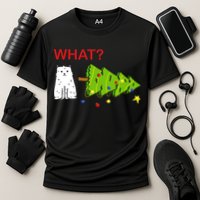 Funny Christmas XMas Cat What? Cooling Performance Crew T-Shirt