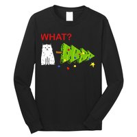Funny Christmas XMas Cat What? Long Sleeve Shirt