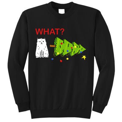 Funny Christmas XMas Cat What? Sweatshirt