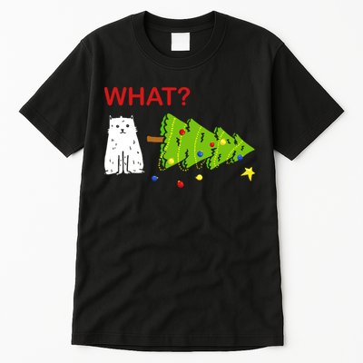 Funny Christmas XMas Cat What? Tall T-Shirt