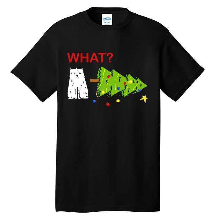 Funny Christmas XMas Cat What? Tall T-Shirt