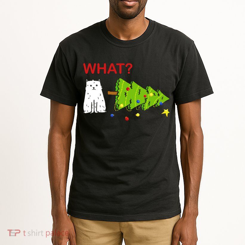 Funny Christmas XMas Cat What? Tall T-Shirt