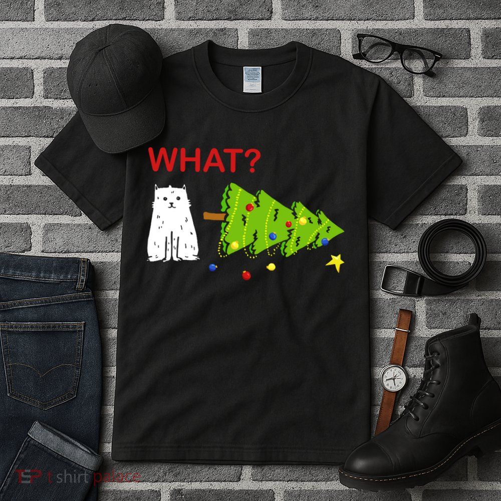 Funny Christmas XMas Cat What? Tall T-Shirt