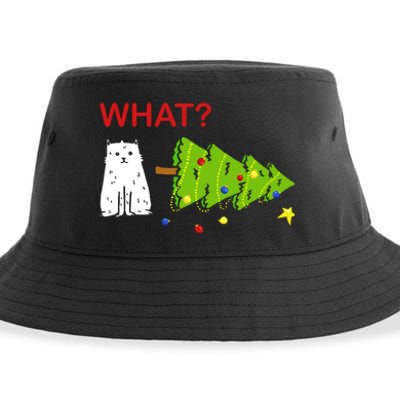 Funny Christmas XMas Cat What? Sustainable Bucket Hat