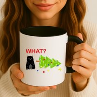Funny Christmas XMas Cat What? Mug