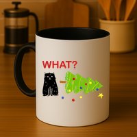 Funny Christmas XMas Cat What? Mug
