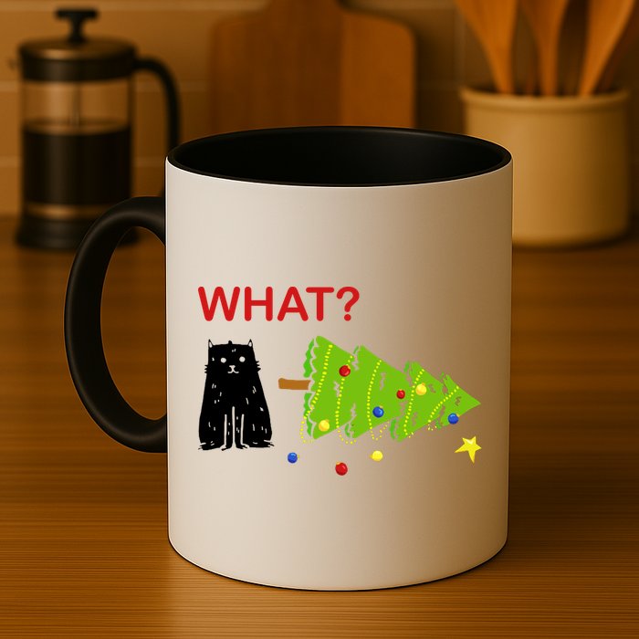 Funny Christmas XMas Cat What? Mug