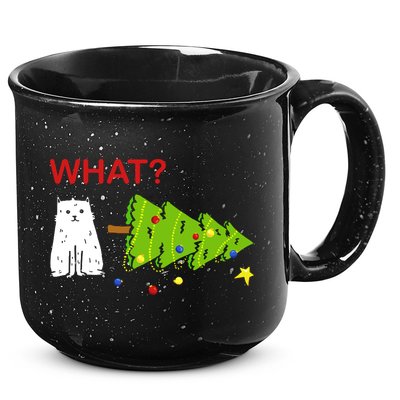 Funny Christmas XMas Cat What? 15oz Campfire Ceramic Mug