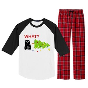 Funny Christmas XMas Cat What? Raglan Sleeve Pajama Set