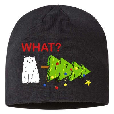 Funny Christmas XMas Cat What? Sustainable Beanie