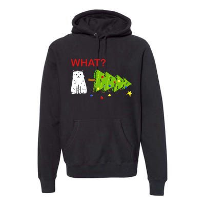 Funny Christmas XMas Cat What? Premium Hoodie