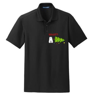 Funny Christmas XMas Cat What? Dry Zone Grid Polo