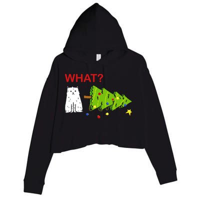 Funny Christmas XMas Cat What? Crop Fleece Hoodie