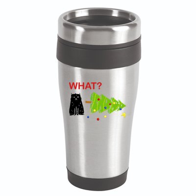 Funny Christmas XMas Cat What? 16oz Travel Tumbler
