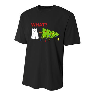 Funny Christmas XMas Cat What? Youth Performance Sprint T-Shirt