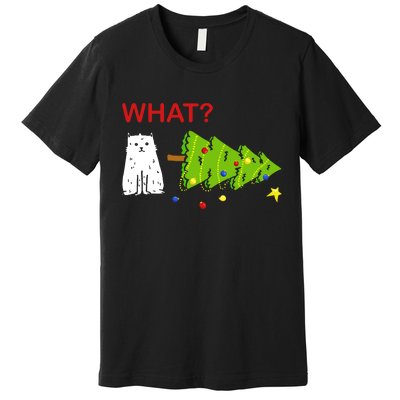 Funny Christmas XMas Cat What? Premium T-Shirt