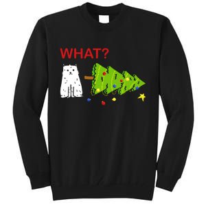 Funny Christmas XMas Cat What? Tall Sweatshirt