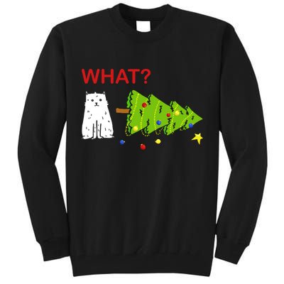 Funny Christmas XMas Cat What? Tall Sweatshirt