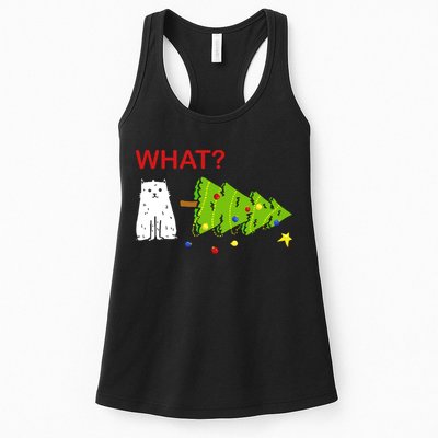 Funny Christmas XMas Cat What? Womens Tank Top