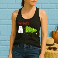 Funny Christmas XMas Cat What? Womens Tank Top