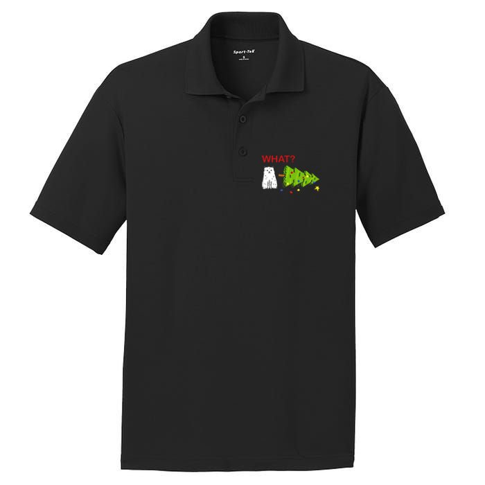 Funny Christmas XMas Cat What? PosiCharge RacerMesh Polo