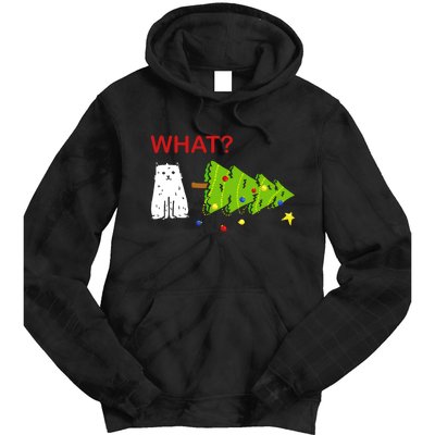 Funny Christmas XMas Cat What? Tie Dye Hoodie