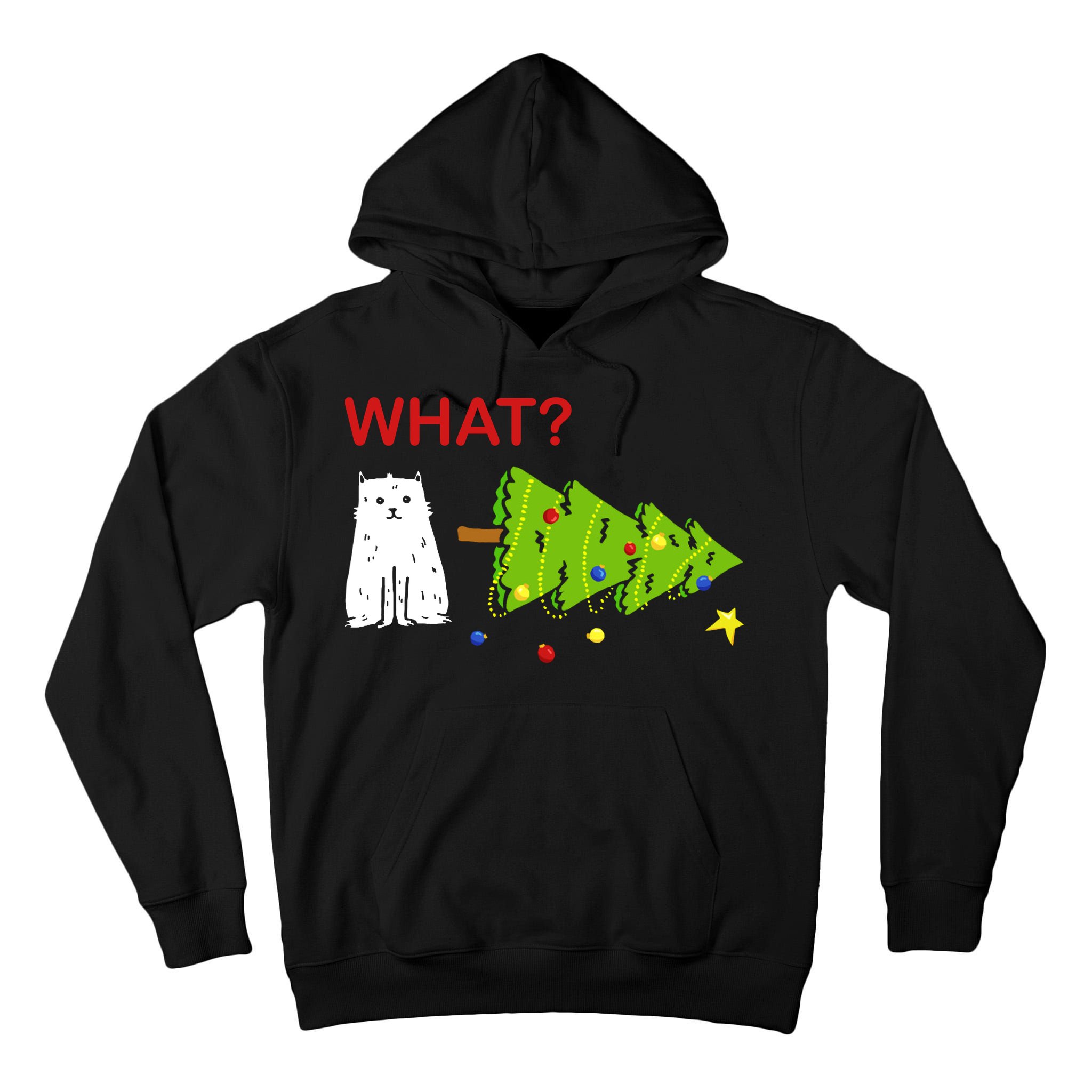 Funny Christmas XMas Cat What? Tall Hoodie