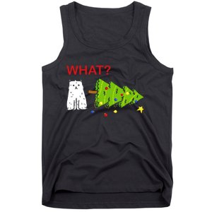 Funny Christmas XMas Cat What? Tank Top