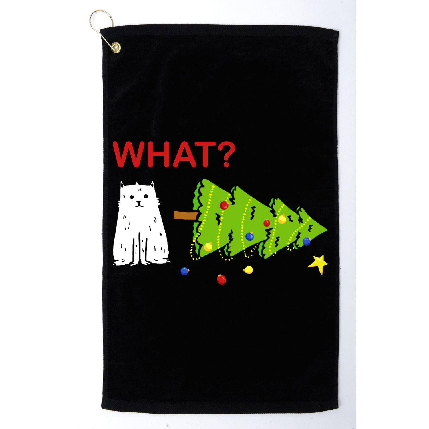 Funny Christmas XMas Cat What? Golf Towel