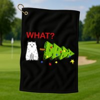 Funny Christmas XMas Cat What? Golf Towel