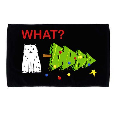Funny Christmas XMas Cat What? Microfiber Hand Towel