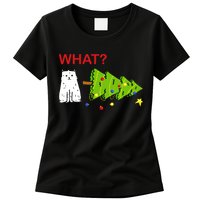 Funny Christmas XMas Cat What? Womens T-Shirt