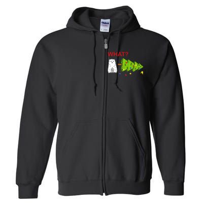 Funny Christmas XMas Cat What? Full Zip Hoodie