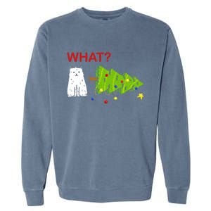 Funny Christmas XMas Cat What? Garment-Dyed Sweatshirt