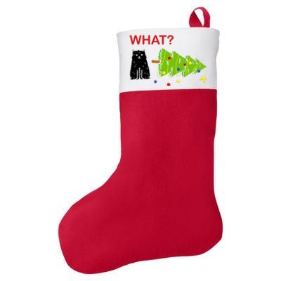 Funny Christmas XMas Cat What? Felt Holiday Christmas Stocking