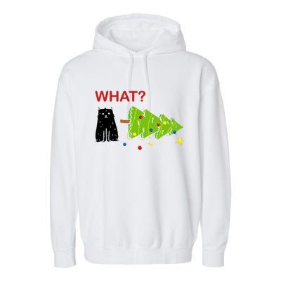 Funny Christmas XMas Cat What? Garment-Dyed Fleece Hoodie