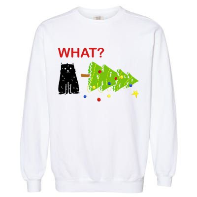 Funny Christmas XMas Cat What? Garment-Dyed Sweatshirt