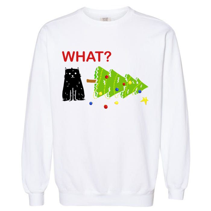 Funny Christmas XMas Cat What? Garment-Dyed Sweatshirt