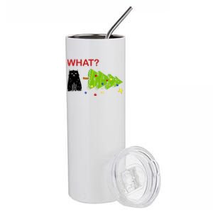 Funny Christmas XMas Cat What? Stainless Steel Tumbler