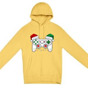 Funny Christmas Xmas Gamer Video Gaming Controller Santa Hat Premium Pullover Hoodie